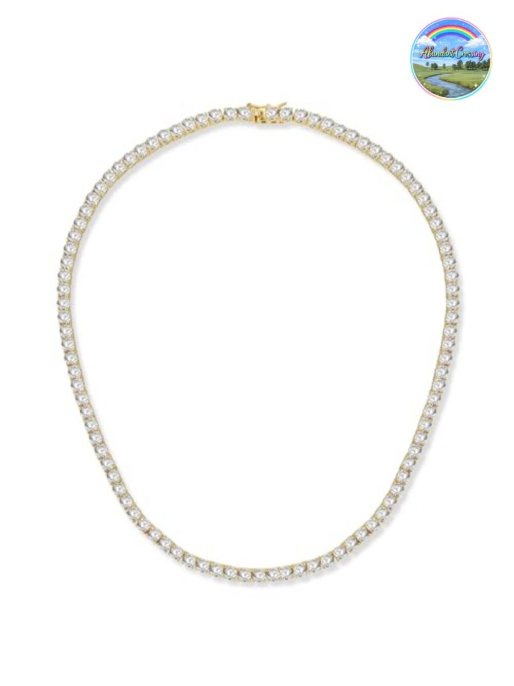 4mm CZ Tennis Necklace, 18K Gold Plated Cubic Zirconia